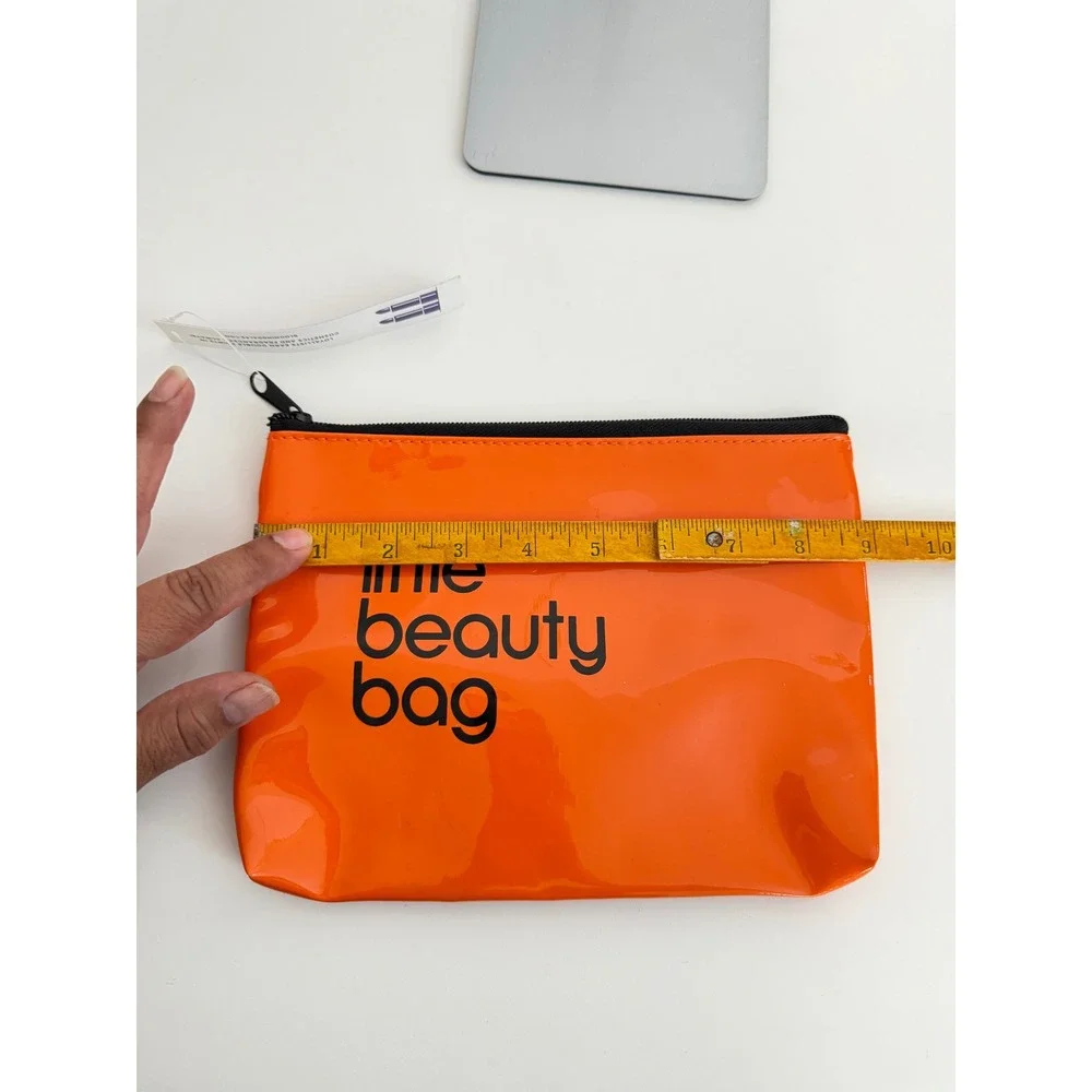 Bloomingdales Little Beauty Bag Orange Patent Cosmetic Pouch Makeup Travel Case - Picture 5 of 7